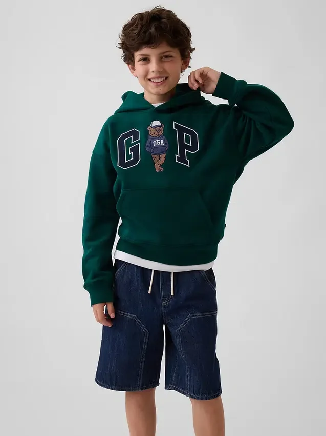 Kinder-Hoodie „Vintagesoft“ mit Brannan-Bär-Logo in lockerer Passform