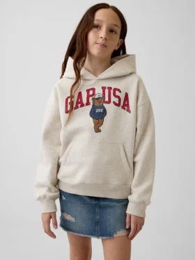 Kinder-Hoodie „Vintagesoft“ mit Brannan-Bär-Logo in lockerer Passform