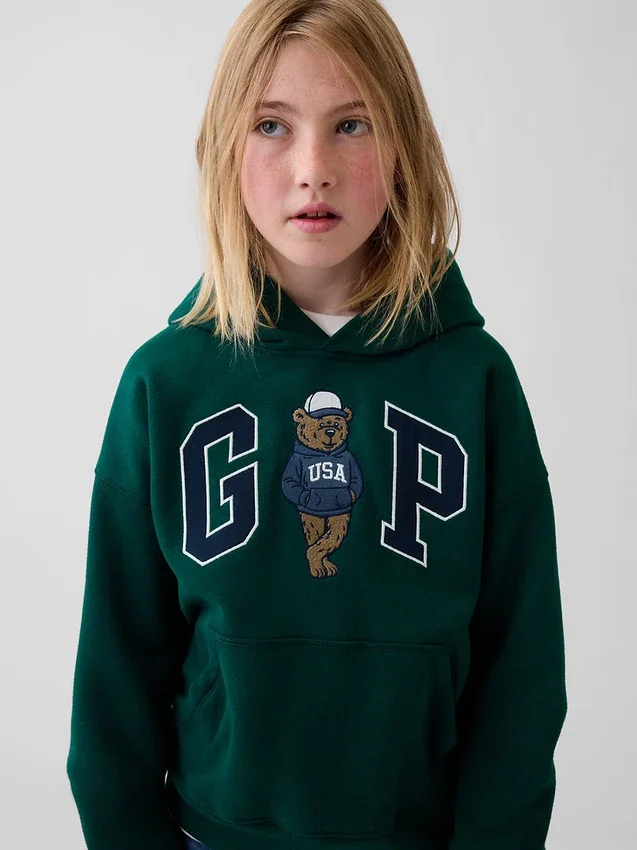 Kinder-Hoodie „Vintagesoft“ mit Brannan-Bär-Logo in lockerer Passform
