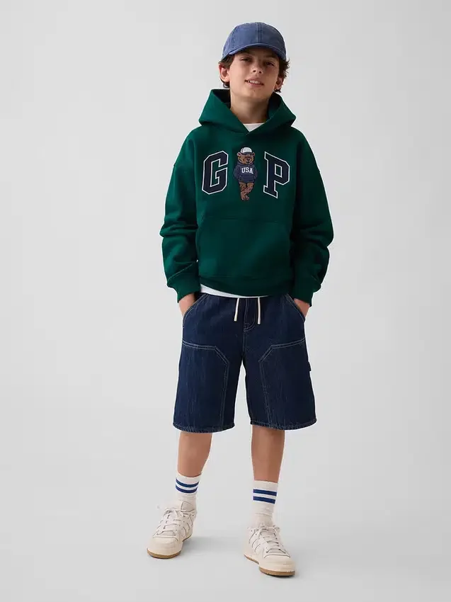 Kinder-Hoodie „Vintagesoft“ mit Brannan-Bär-Logo in lockerer Passform
