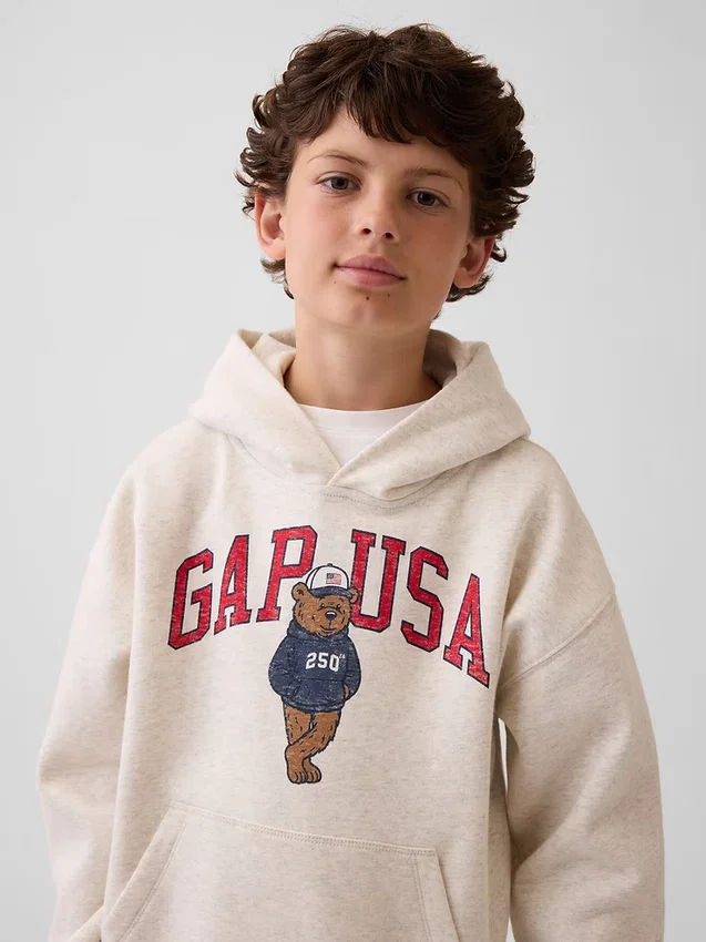 Kinder-Hoodie „Vintagesoft“ mit Brannan-Bär-Logo in lockerer Passform