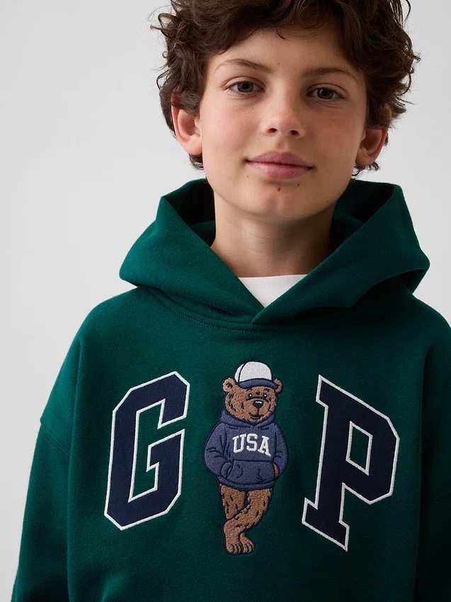 Kinder-Hoodie „Vintagesoft“ mit Brannan-Bär-Logo in lockerer Passform