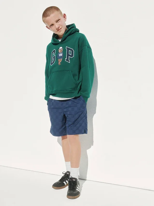 Kinder-Hoodie „Vintagesoft“ mit Brannan-Bär-Logo in lockerer Passform