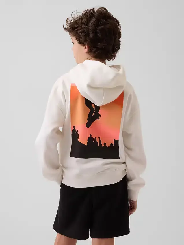 Kinder-Hoodie „Vintagesoft“ mit Grafikprint in lockerer Passform