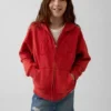 Kinder-Hoodie „Vintagesoft“ mit lockerem Schnitt und Logo-Reißverschluss