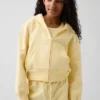 Kinder-Hoodie „Vintagesoft“ mit lockerer Passform, Spitzenbesatz und durchgehendem Reißverschluss