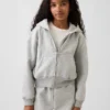 Kinder-Hoodie „Vintagesoft“ mit lockerer Passform, Spitzenbesatz und durchgehendem Reißverschluss