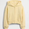 Kinder-Hoodie „Vintagesoft“ mit lockerer Passform, Spitzenbesatz und durchgehendem Reißverschluss