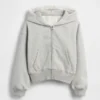 Kinder-Hoodie „Vintagesoft“ mit lockerer Passform, Spitzenbesatz und durchgehendem Reißverschluss