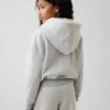 Kinder-Hoodie „Vintagesoft“ mit lockerer Passform, Spitzenbesatz und durchgehendem Reißverschluss