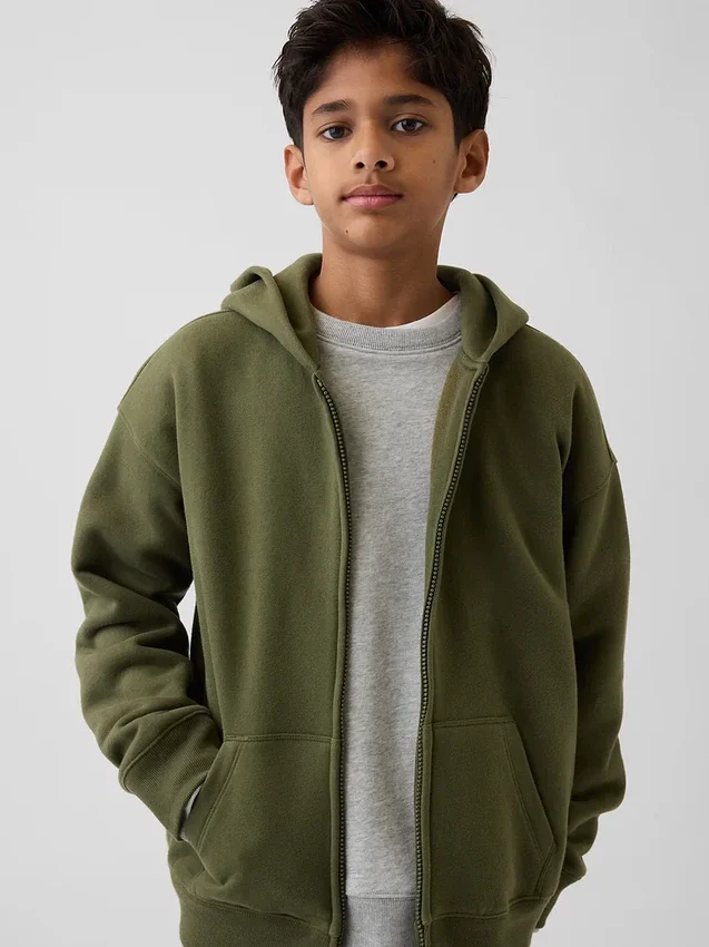 Kinder-Hoodie „Vintagesoft“ mit Reißverschluss