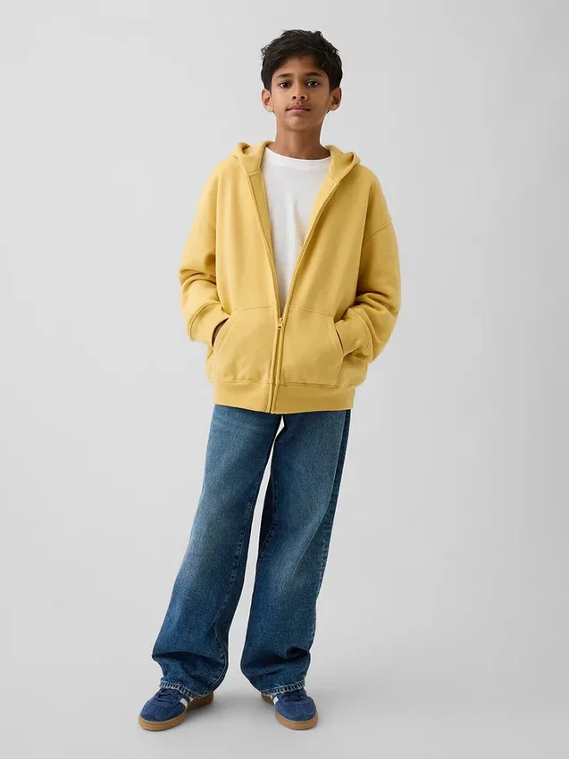 Kinder-Hoodie „Vintagesoft“ mit Reißverschluss