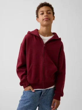 Kinder-Hoodie „Vintagesoft“ mit Reißverschluss und lockerer Passform