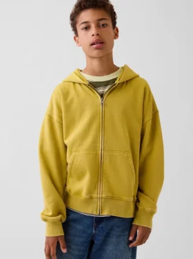 Kinder-Hoodie „Vintagesoft“ mit Reißverschluss und lockerer Passform