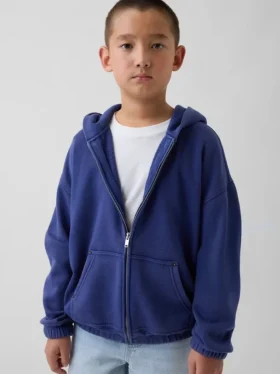 Kinder-Hoodie „Vintagesoft“ mit Reißverschluss und lockerer Passform