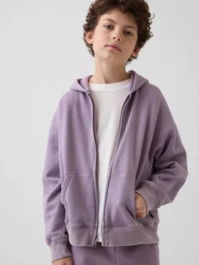 Kinder-Hoodie „Vintagesoft“ mit Reißverschluss und lockerer Passform