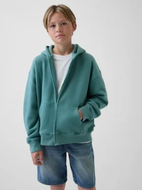 Kinder-Hoodie „Vintagesoft“ mit Reißverschluss und lockerer Passform