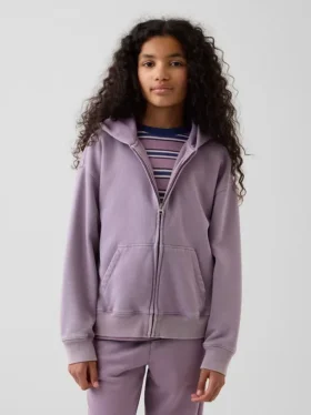 Kinder-Hoodie „Vintagesoft“ mit Reißverschluss und lockerer Passform