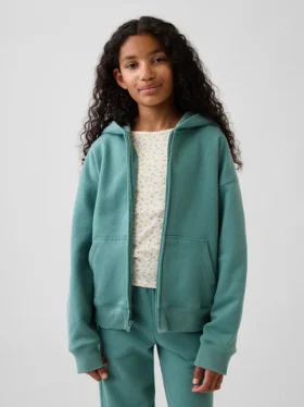 Kinder-Hoodie „Vintagesoft“ mit Reißverschluss und lockerer Passform