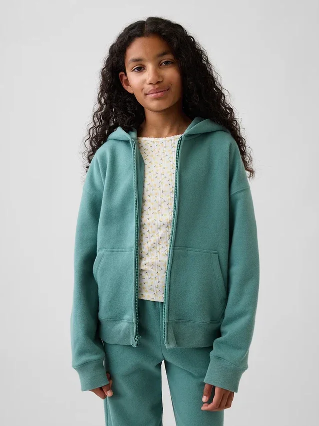 Kinder-Hoodie „Vintagesoft“ mit Reißverschluss und lockerer Passform