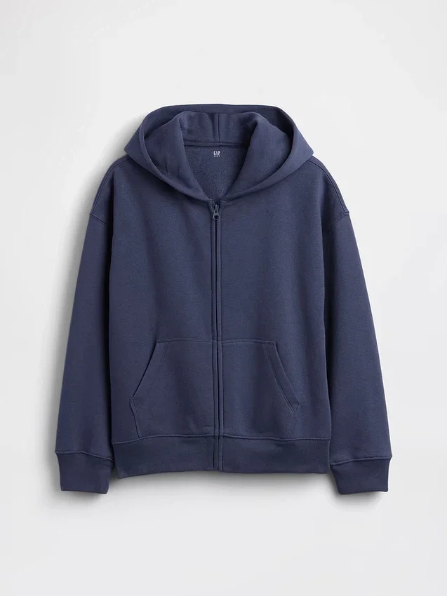 Kinder-Hoodie „Vintagesoft“ mit Reißverschluss und lockerer Passform