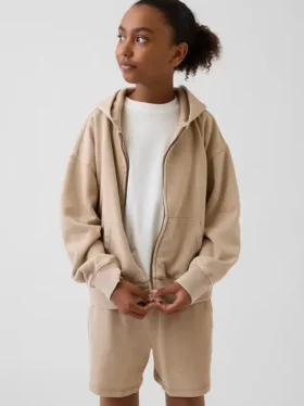 Kinder-Hoodie „Vintagesoft“ mit Reißverschluss und lockerer Passform