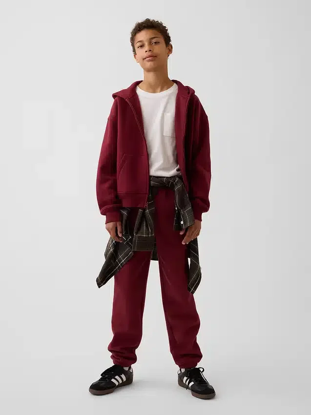 Kinder-Hoodie „Vintagesoft“ mit Reißverschluss und lockerer Passform