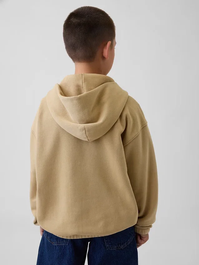 Kinder-Hoodie „Vintagesoft“ mit Reißverschluss und lockerer Passform
