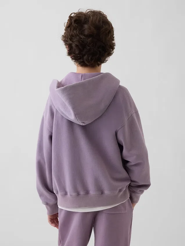 Kinder-Hoodie „Vintagesoft“ mit Reißverschluss und lockerer Passform