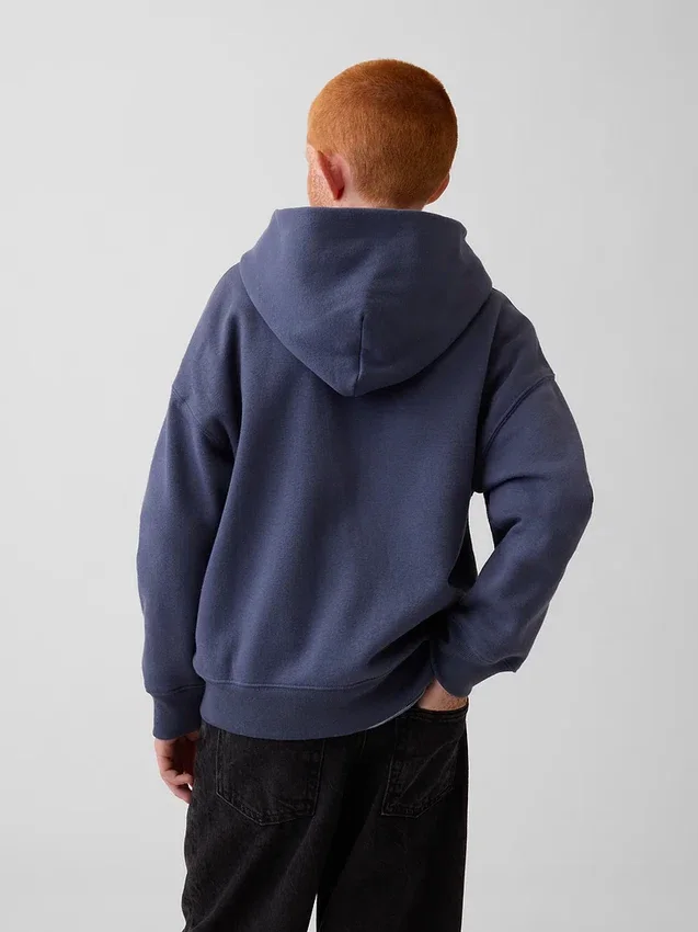 Kinder-Hoodie „Vintagesoft“ mit Reißverschluss und lockerer Passform