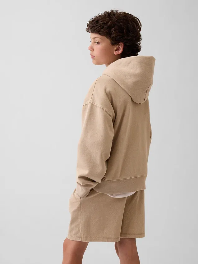 Kinder-Hoodie „Vintagesoft“ mit Reißverschluss und lockerer Passform