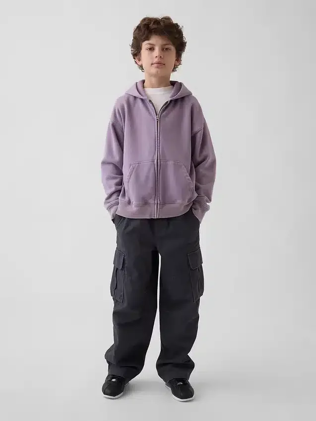 Kinder-Hoodie „Vintagesoft“ mit Reißverschluss und lockerer Passform