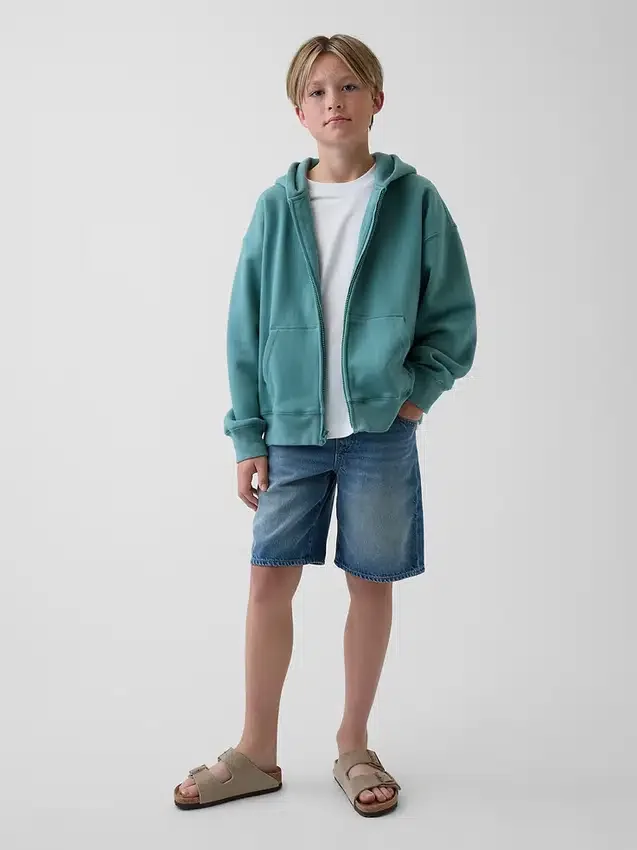 Kinder-Hoodie „Vintagesoft“ mit Reißverschluss und lockerer Passform