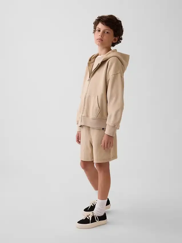 Kinder-Hoodie „Vintagesoft“ mit Reißverschluss und lockerer Passform