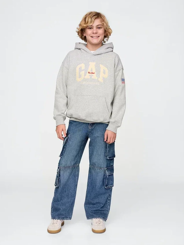Kinder-Hoodie „Vintagesoft NYC Times Square“