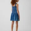 Kinder-Jeans-Kleid mit tief sitzender Taille
