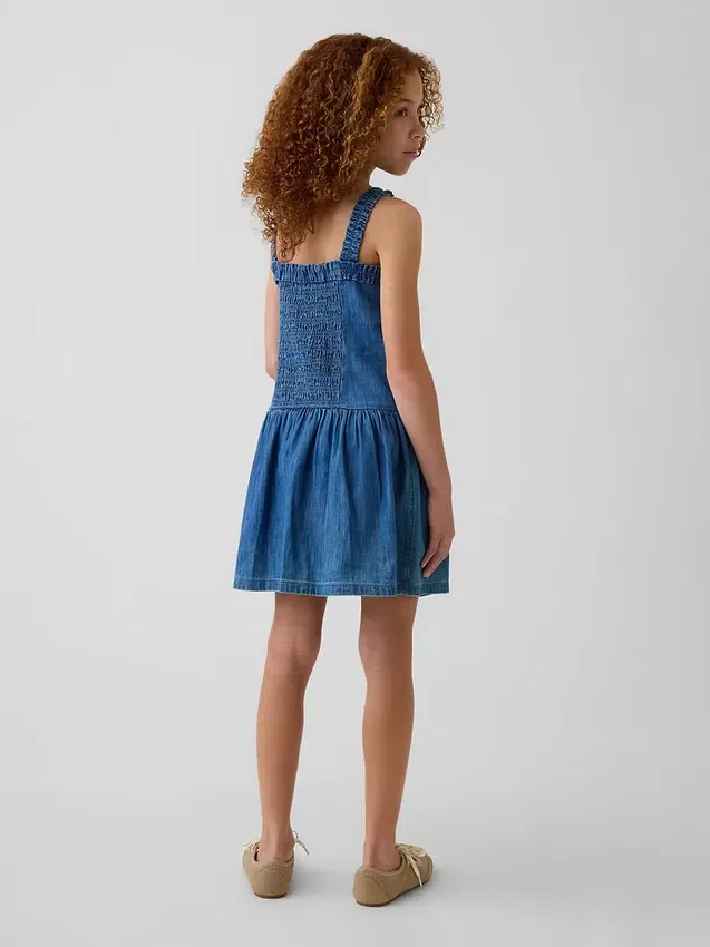 Kinder-Jeans-Kleid mit tief sitzender Taille