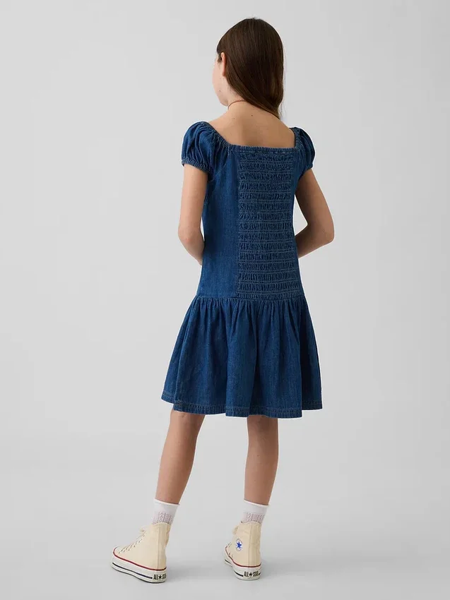 Kinder-Jeans-Kleid mit tief sitzender Taille