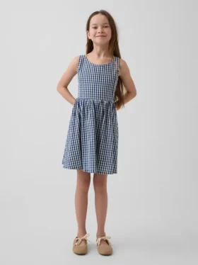 Kinder-Jeans-Kleid mit Vichy-Karomuster