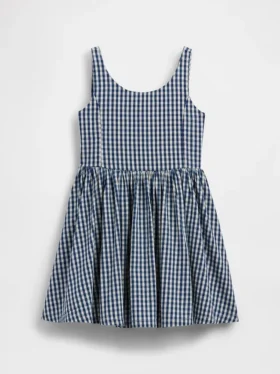 Kinder-Jeans-Kleid mit Vichy-Karomuster