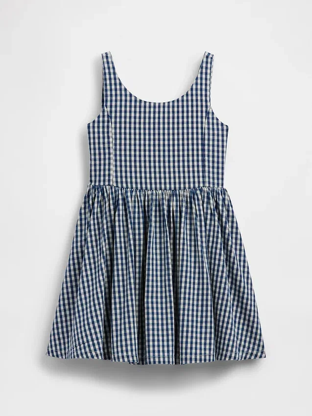 Kinder-Jeans-Kleid mit Vichy-Karomuster