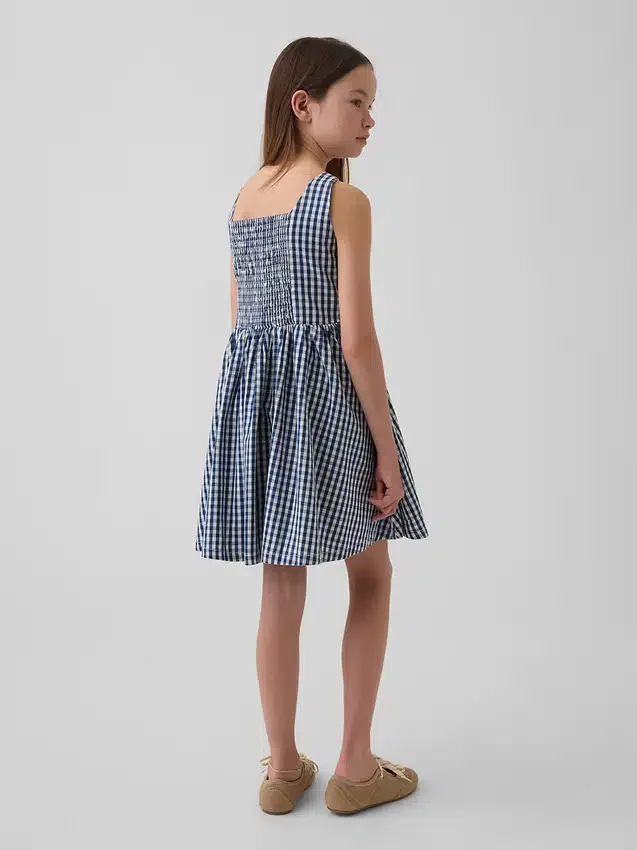 Kinder-Jeans-Kleid mit Vichy-Karomuster