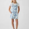Kinder-Jeans-Latzhose im Tie-Dye-Look, lockere Passform