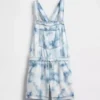 Kinder-Jeans-Latzhose im Tie-Dye-Look, lockere Passform