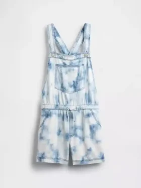 Kinder-Jeans-Latzhose im Tie-Dye-Look, lockere Passform