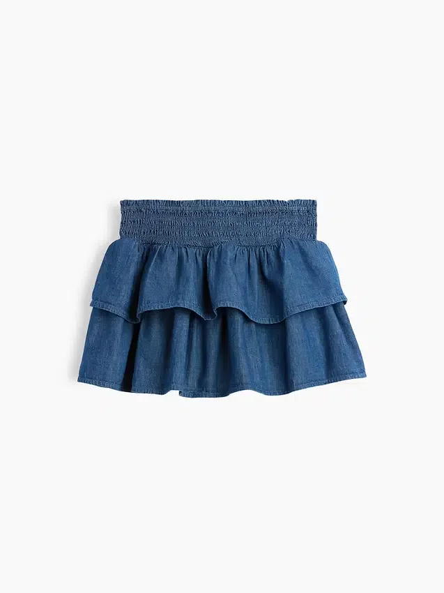 Kinder-Jeans-Mini-Skort mit Smokarbeit