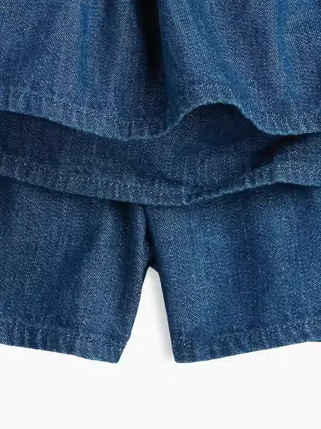 Kinder-Jeans-Mini-Skort mit Smokarbeit