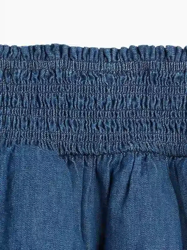 Kinder-Jeans-Mini-Skort mit Smokarbeit
