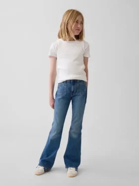 Kinder-Jeans mit hoher Leibhöhe im 70er-Jahre-Flare-Stil