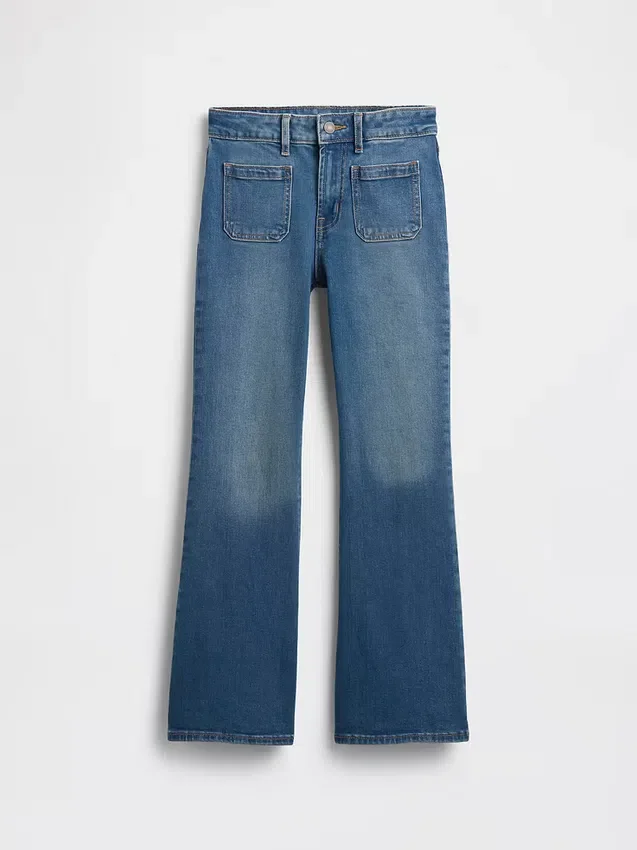 Kinder-Jeans mit hoher Leibhöhe im 70er-Jahre-Flare-Stil